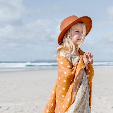 OB Designs Bamboo + Cotton Muslin 120x120, Peach / Daisy Print