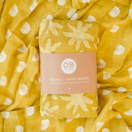OB Designs Mušelínová plienka 120x120, Pear / Shell Print