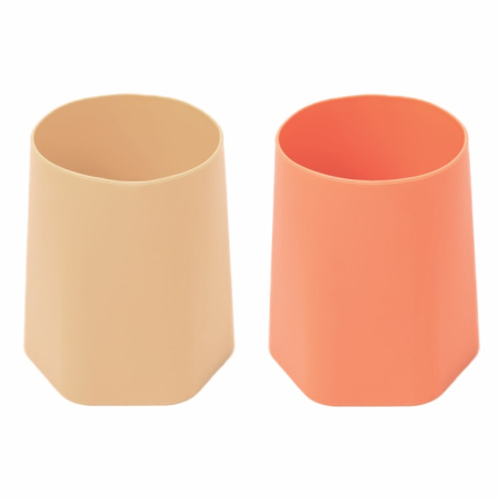 Tiny Twinkle Silikónový tréningový pohárik, 2 ks - Sand / Coral