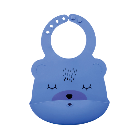 Tiny Twinkle Silicone Roll-up Bib - Indigo Bear