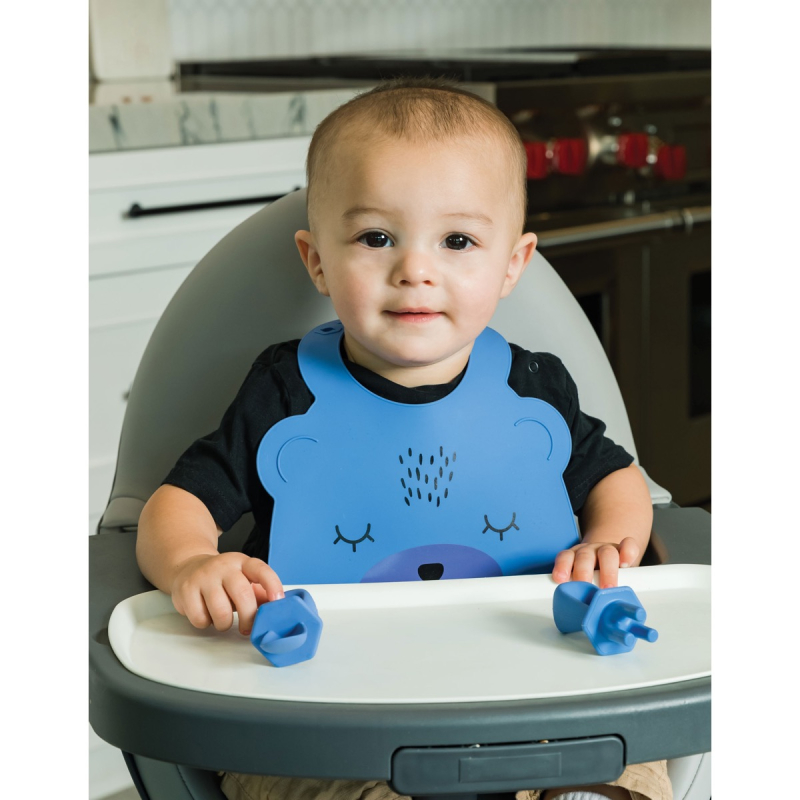 Tiny Twinkle Silicone Roll-up Bib - Indigo Bear
