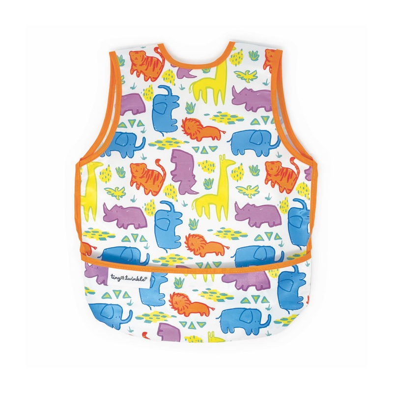 Tiny Twinkle Mess-proof Apron Bib, L - Safari