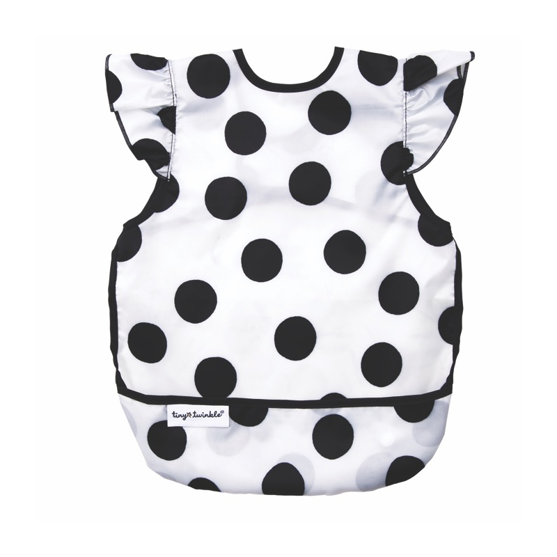 Tiny Twinkle Mess-proof Apron Bib Ruffle, L - Polka Dot