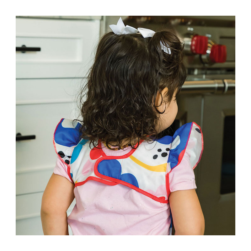 Tiny Twinkle Mess-proof Apron Bib Ruffle, L - Modern Floral