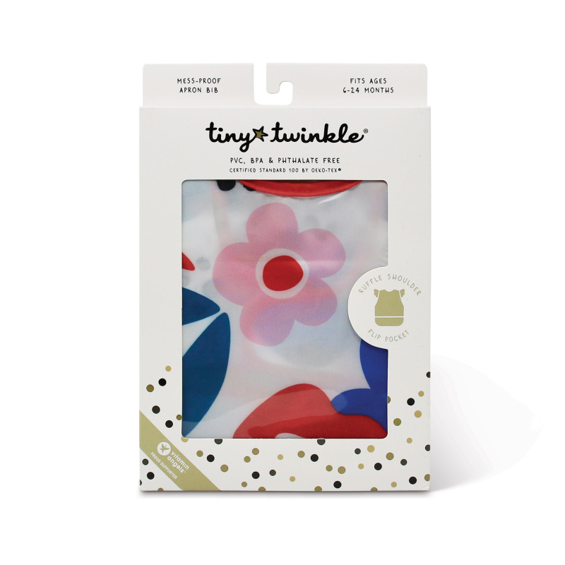 Tiny Twinkle Mess-proof Apron Bib Ruffle, L - Modern Floral