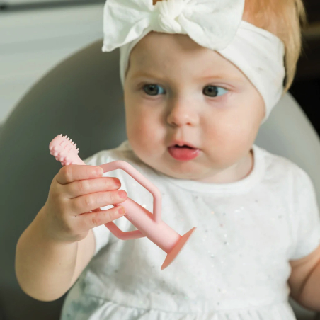 Tiny Twinkle Silikónová zubná kefka, 2 ks - Rose / Burgundy