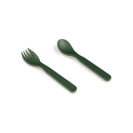 Citron Bio Based Cutlery and case, set of 5 - Green / Cream