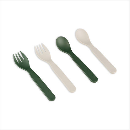 Citron Bio Based Cutlery and case, set of 5 - Green / Cream