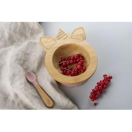 Citron Bambusová miska s prísavkou a lyžička - Jednorožec