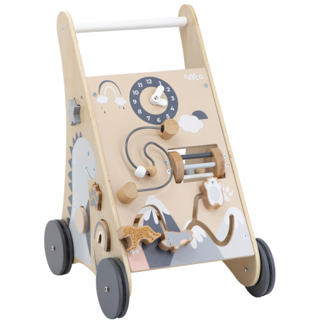 TRYCO Drevený vozíček s aktivitami a kockami