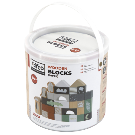 TRYCO Drevené kocky, 50 kusov