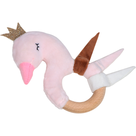 TRYCO Hryzačka s dreveným krúžkom - Swan Ivy