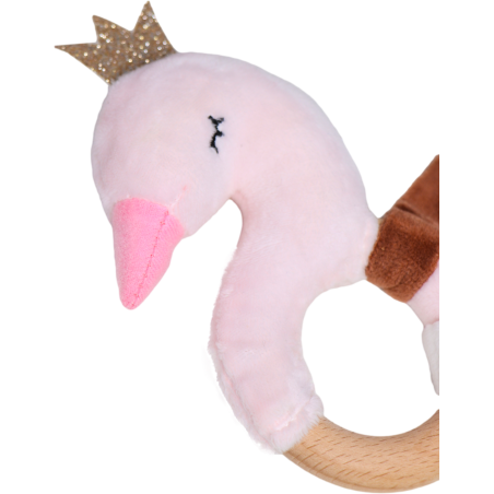 TRYCO Hryzačka s dreveným krúžkom - Swan Ivy