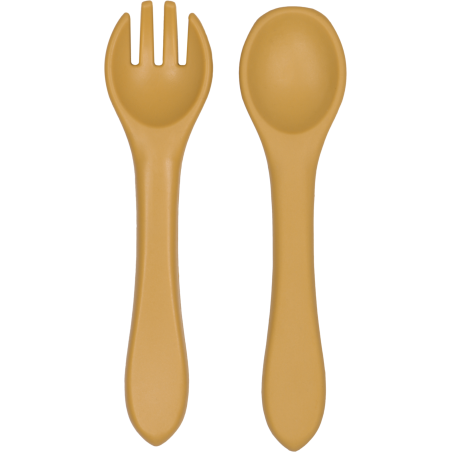 TRYCO Silicone Spoon and Fork Set, Honey Gold