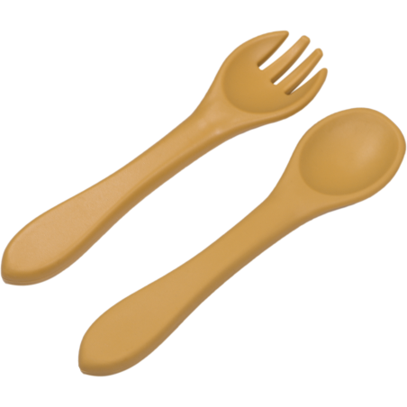 TRYCO Silicone Spoon and Fork Set, Honey Gold
