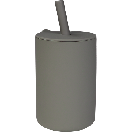 TRYCO Silikónový pohárik so slamkou, Olive Gray