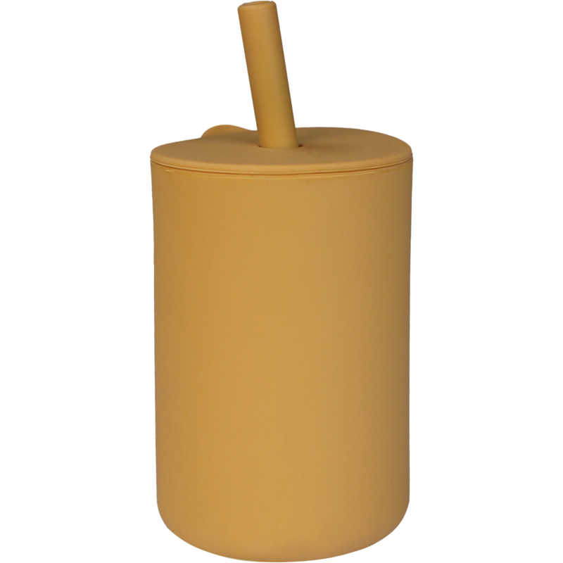 TRYCO Silikónový pohárik so slamkou, Honey Gold