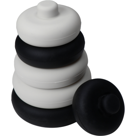 Label Label Stohovacia veža Krúžky, silikón, Black & White