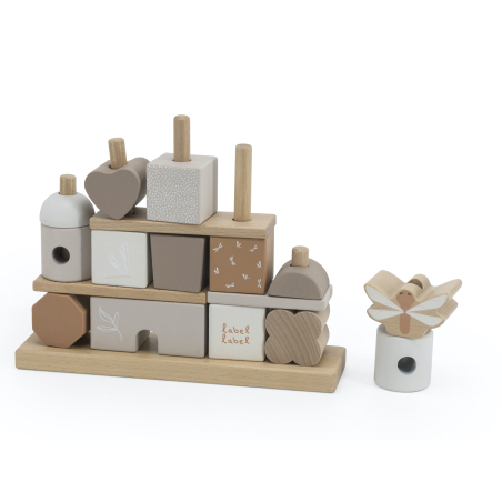 Label Label Drevené kocky Domček, Nougat