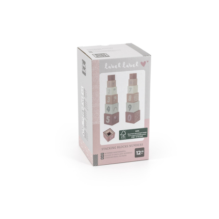 Label Label Stohovateľné kocky Čísla, ružové