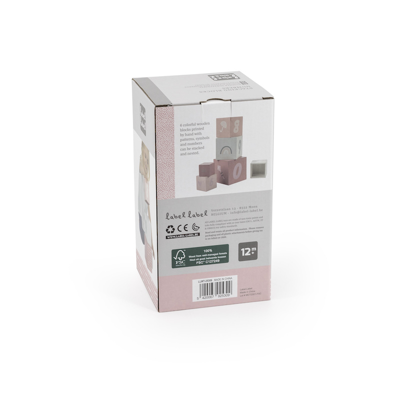 Label Label Stohovateľné kocky Čísla, ružové