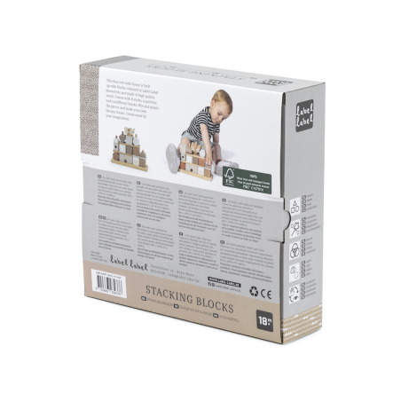 Label Label Drevené kocky Domček, Nougat