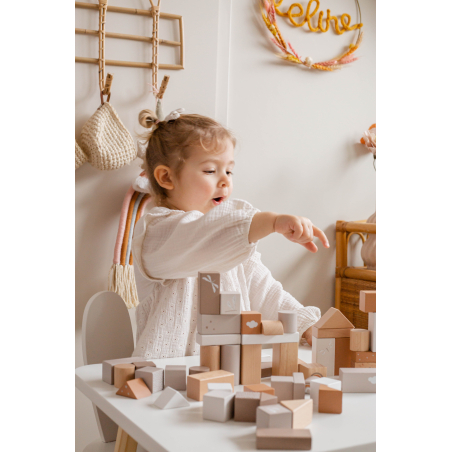 Label Label Drevené kocky 50 ks, Nougat