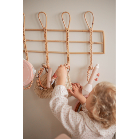 Label Label Drevená hrkálka s rolničkami - Pink