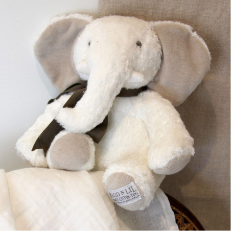 Maud n Lil Elephant Fluffy Soft Toy, white