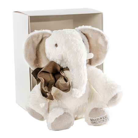 Maud n Lil Elephant Fluffy Soft Toy, white