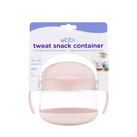 Ubbi Tweat snack container, Blush Pink
