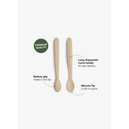 Citron Silicone feeding Spoon - Set of 2 - Blush Pink/ Beige