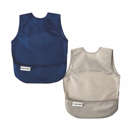 Tiny Twinkle Mess-proof Apron Bib, 2 pcs, L - Grey /Indigo