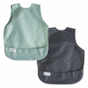 Tiny Twinkle Mess-proof Apron Bib, 2 pcs, S - Sage /Charcoal