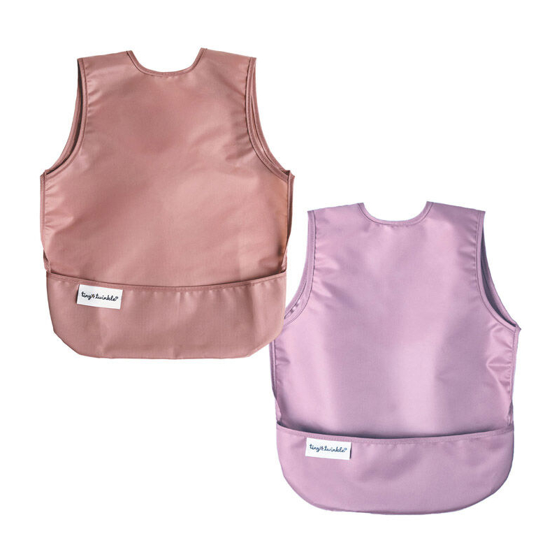 Tiny Twinkle Mess-proof Apron Bib, 2 pcs, L - Taupe /Lilac