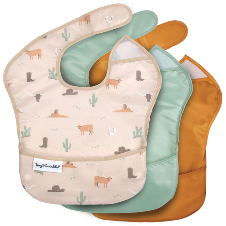Tiny Twinkle Mess-proof Easy Bib, 3 pcs - Cowboy Set
