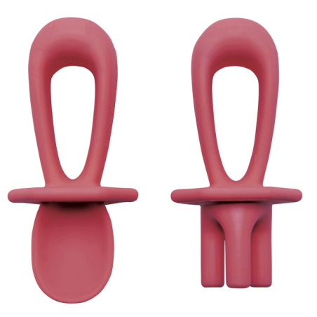 Tiny Twinkle Silicone Training Utensils - Burgundy