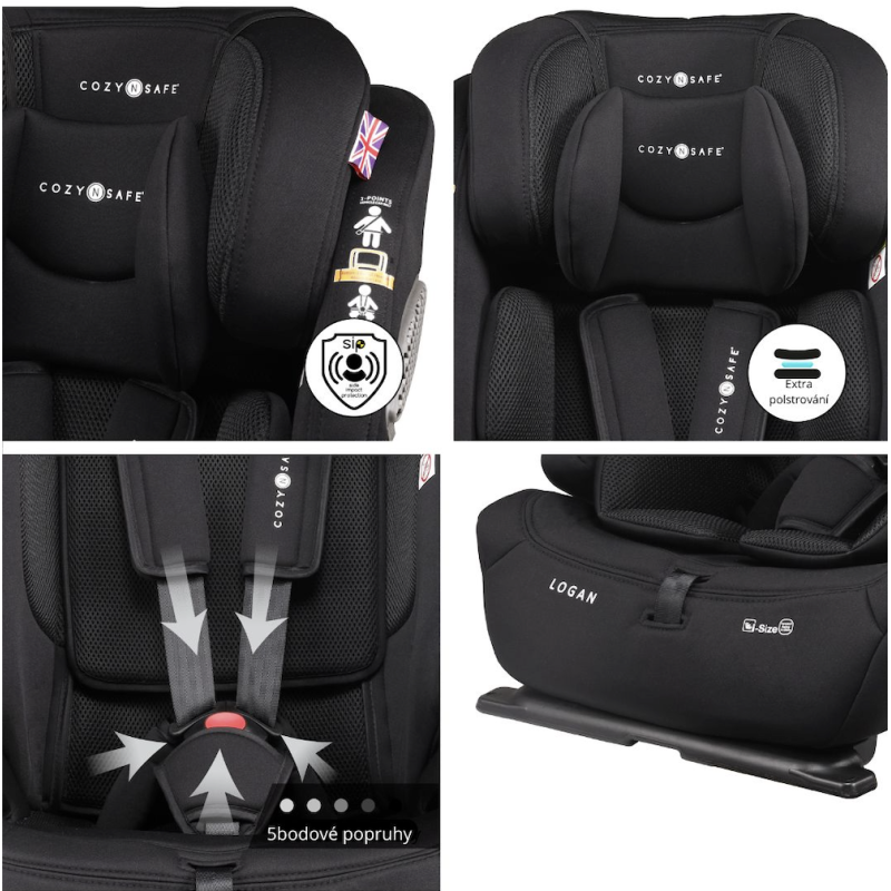 Cozy N Safe LOGAN i-Size car seat 76-150 without ISOFIX, Onyx 2025
