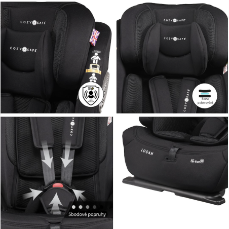 Cozy N Safe LOGAN i-Size car seat 76-150 without ISOFIX, Onyx 2025