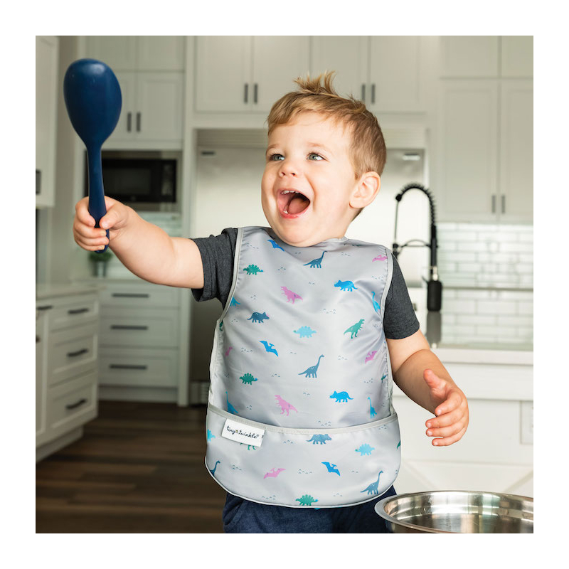 Tiny Twinkle Mess-proof Apron Bib, S - Dinosaur