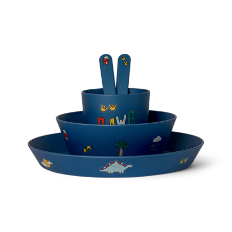 Citron Bio based tableware set - Blue Dino