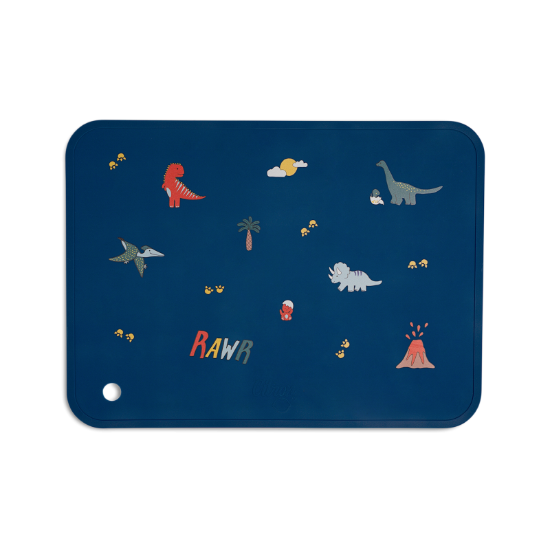 Citron Silicone Placemat Rectangle - Blue Dino