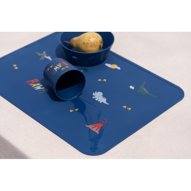 Citron Silicone Placemat Rectangle - Blue Dino