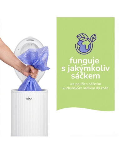 Ubbi Koš na pleny, Matte White (vroubkovaný) - NEW