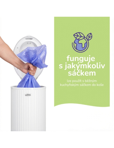 Ubbi Koš na pleny, Matte White (vroubkovaný) - NEW