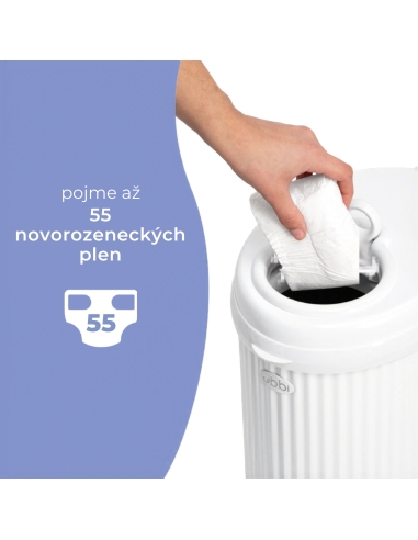 Ubbi Diaper pail, Matte White (fluted)