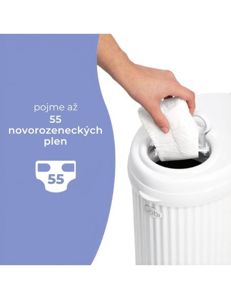 Ubbi Diaper pail, Matte White (fluted)